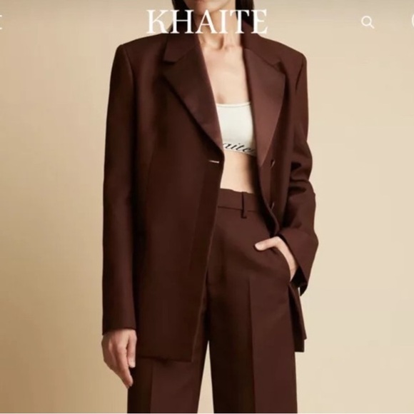 KHAITE Women’s Johnson Satin Lapel Blazer in Brown, Sz 10, NWT - Picture 7 of 7
